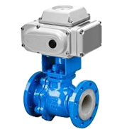 電動襯氟球閥由電動執(zhí)行機(jī)構(gòu)和襯氟球閥組合而成，電動執(zhí)行機(jī)構(gòu)有開關(guān)型和調(diào)節(jié)型可選，開關(guān)型主要是起開關(guān)切斷作用，反饋信號有：有源、無源、4-20mA輸出等等可選，調(diào)節(jié)型主要是通過4-20mA或是1-5V的控制信號來控制閥芯的開度從而實現(xiàn)對流體流量的控制。。襯氟球閥采用了國際流行的軟襯工藝,在與介質(zhì)接觸部位均襯2—3mm厚的氟塑料（F46或PFA），具有防腐性能好，啟閉迅速，使用壽命長，泄漏量小等優(yōu)點。